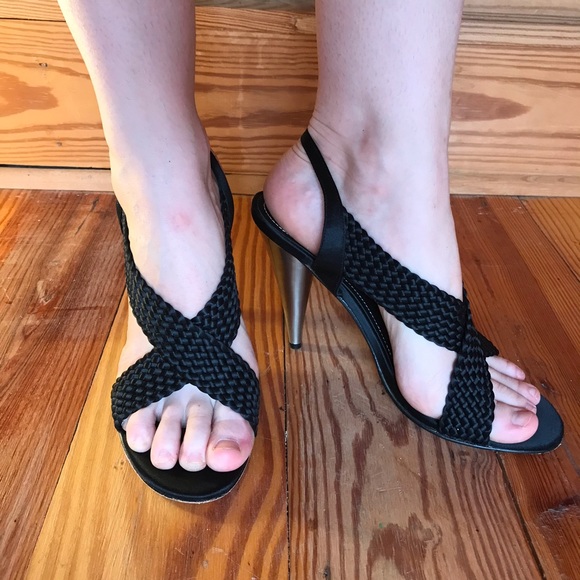 Betsey Johnson Black Braided Heels, EUC, 8 - Picture 9 of 14